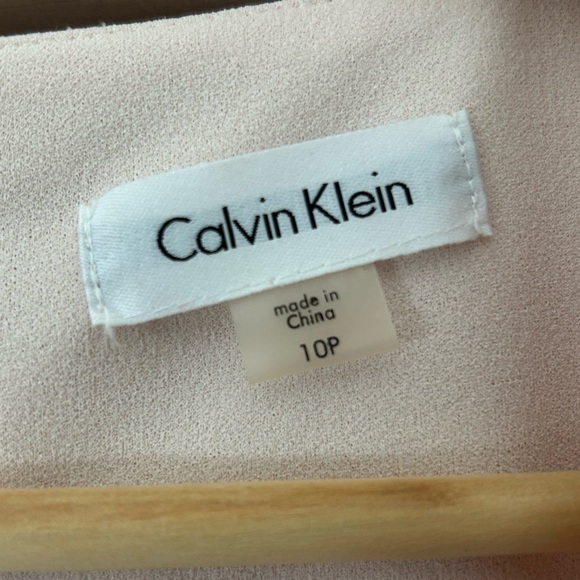 Calvin Klein Petal Pink Wedding Guest Easter Cap Flutter Sleeve Dress, 10P - Picture 2 of 5